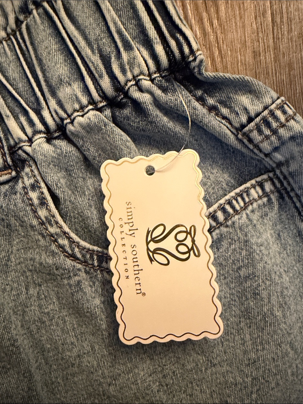 Simply Southern Light Wash Paperbag Waist Denim Shorts - Picture 2 of 5